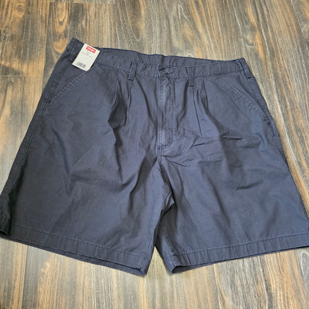 Wrangler Mens Side Elastic Relaxed Fit Cotton Shorts Navy Blue 40 59744NV NEW